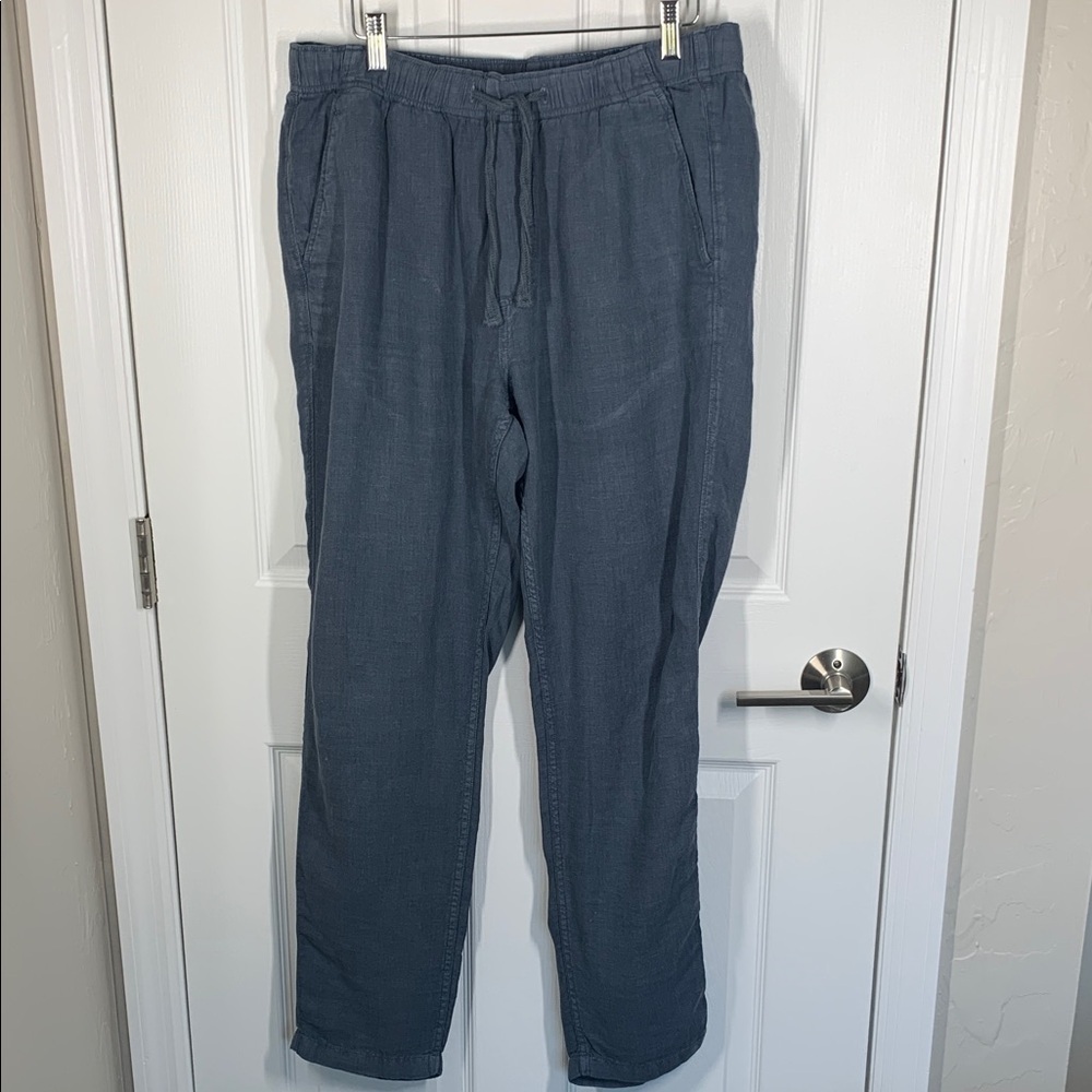 Faherty blue linen drawstring waist tapered leg pants size medium - Picture 2 of 11